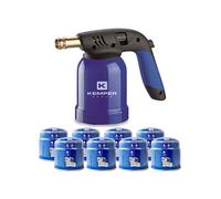 Lampe a souder Coque Acier allumage piezo + 8 Cartouches de gaz 190gr STOP GAZ Perçables KEMPER