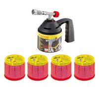 ROTHENBERGER Kit de lampes à souder industrielles avec 4 cartouches perçables C200 Supergas | Brûleur à souder | Brûleur à gaz | 1000000982