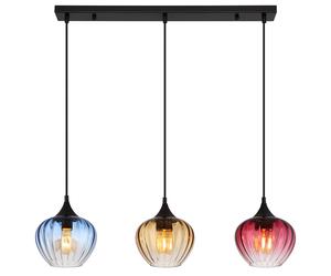 Lampe à suspendre 3 flammes Lampe de salle à manger Lampe à suspendre rétro en verre Lampe de salon, rouge ambre bleu, 3x E27, LxH 80 x 150 cm