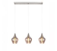 Lampe à suspendre à 3 flammes Lampe à suspendre en verre Rétro Lampe de salle à manger Abat-jour en verre, métal, 3x E14 douille, LxlxH 65x15x150 cm