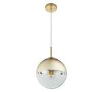 Lampe à suspendre avec boule en verre Lampe à suspendre or transparent Lampe de table à manger Lampe de salon Lampe à suspendre, IP20, 1x E27, diamètre x hauteur 20 x 120 cm