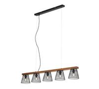 Lampe à suspendre BRILONER LEUCHTEN TAUNUS, 25 W, IP20, noir, métal-bois, excl. 5x E14, 110 x 15 x 136 cm
