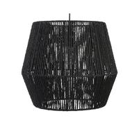 Lampe à Suspendre de Style Boho en Cordes de Papier Tissée Noires à Abat-Jour he
