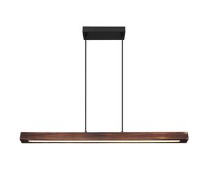 Lampe à suspendre en bois Lampe de salle à manger Suspension LED, métal noir opale clair, 1x LED 28W 1500lm 3000K, LxlxH 90x8x120 cm
