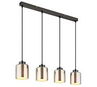 Lampe à suspendre en verre chromé Lampe à suspendre noire-chrome Lampe à suspendre réglable en hauteur, métal, 4x douille E27, DxH 14x120 cm