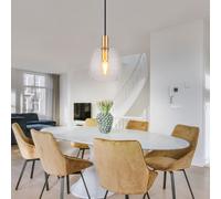 Lampe à suspendre en verre Réglable en hauteur Lampe à suspendre en laiton Lampe de salle à manger suspendue, aluminium, 1x douille E14, DxH 16x120 cm