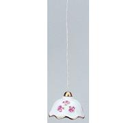 Lampe à suspendre FADEDA avec éclairage LED, abat-jour en porcelaine avec bord doré divers décors, LxlxH en mm : 35x35x35. Pour crèches, miniatures, hobby et modélisme, accessoires pour maisons de pou