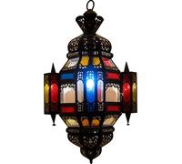 Lampe à suspendre Falak vitrail 60cm | Lampe orientale métal & verre