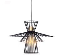Lampe à suspendre Grille noire Lampe de salle à manger Plafonnier rétro suspendu Cage, fil métallique, 1x douille E27, DxH 45x150 cm