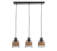 Lampe à suspendre Lampe à suspendre design cage rotin 3 flammes Lampe de salle à manger, longueur x hauteur 57 150 cm, salon salle à manger