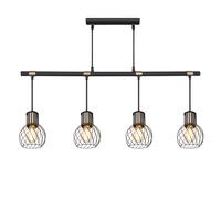 Lampe à suspendre Lampe à suspendre Lampe de salle à manger Lampe de table, 4 flammes, métal noir or, 4x E27 douilles, LxlxH 87x12x120cm