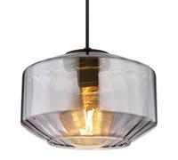 Lampe à suspendre Lampe à suspendre pour la salle à manger, suspension moderne avec abat-jour en verre fumé, ventriloque, métal, noir mat, 1x douille E27, DxH 24x120 cm