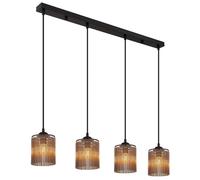 Lampe à suspendre Lampe de salle à manger 4 flammes noir fumé, métal décor acrylique, 4x E14 douilles, LxlxH 87x12x133 cm
