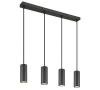 Lampe à suspendre Lampe de salle à manger noire 4 flammes suspendues, aluminium, métal, 4x GU10 douilles, LxlxH 61x6x120 cm