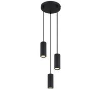 Lampe à suspendre Lampe de salle à manger noire 3 flammes suspendues Lampe de cuisine, aluminium métal, 3x GU10 douilles, DxH 21x120 cm