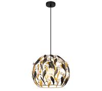 Lampe à suspendre Lampe de salle à manger or rond noir Plafonnier, métal, LED 7W 806Lm blanc chaud, DxH 40x150 cm
