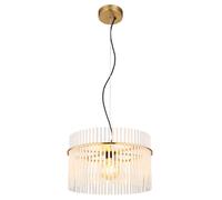 Lampe à suspendre Lampe de salon Lampe de salle à manger Plafonnier, métal noir barres de verre fumé, 1 flamme E27, D 40 cm