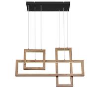 Lampe à suspendre Lampe de salon Lampe en bois Lampe à suspendre LED Lampe de table à manger, MDF métal noir, 40W 1800lm blanc chaud, H 120 cm