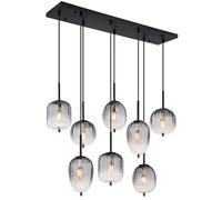 Lampe à suspendre Lampe de salon noire Verre Boule fumé H 120 cm
