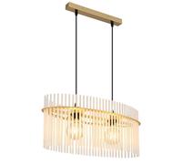 Lampe à suspendre Lampe de salon tiges de verre opal 2 flammes Lampe de salle à manger , métal, 2 flammes E27, LxlxH 60x23x140 cm