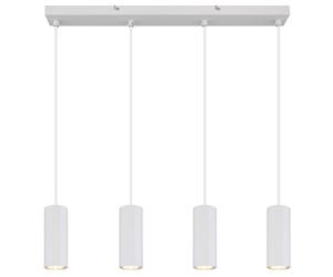 Lampe à suspendre Lampe de table à manger 4 flammes Plafonnier blanc suspendu, métal aluminium, 4x GU10 douilles, LxlxH 61x6x120 cm