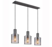 Suspension lampe de cuisine luminaire verre textile noir fumé 1 ampoule