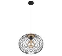 Lampe à suspendre Lampe de table à manger Métal Grille noir Lampe de salon, 1x E27, DxH 40x150 cm