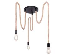 Lampe à suspendre Lampe en corde de chanvre Lampe de salon Lampe de salle à manger, métal brun Abat-jour en treillis, E27 3 flammes, DxH 30x150 cm