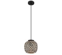 Lampe à suspendre Lampe suspendue Lampe de table à manger Lampe de salon, hauteur réglable Bambou naturel Métal noir Style Bohos, 1x LED 7W 806Lm blanc chaud, DxH 20x120cm