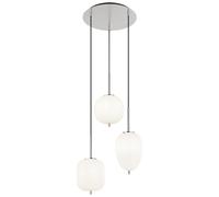 Lampe à suspendre LED 3 flammes Lampe de table en verre opale Suspension Lampe de salon, métal nickel mat, 3x E14 LED, DxH 46 x 120 cm