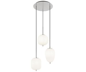 Lampe à suspendre LED 3 flammes Lampe de table en verre opale Suspension Lampe de salon, métal nickel mat, 3x E14 LED, DxH 46 x 120 cm