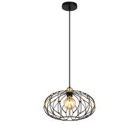 Lampe à suspendre LED Lampe de table à manger en métal tressé Suspension noire dorée Lampe de salon, 7W 700lm blanc chaud, DxH 40 x 150 cm