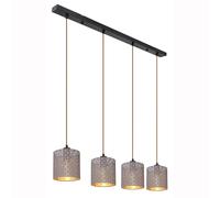 Lampe à suspendre LED Lampe de table à manger grise noire Lampe de salon Suspension Lampe de salle à manger 4 flammes, 4x 10,5W 4x 1055lm blanc chaud, LxH 98 x 150 cm