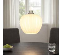 Lampe à suspendre LED Lampe de table à manger Lampe à suspendre verre lampe de salon blanc rainuré, métal blanc chromé, 10,5W 1055lm blanc chaud, DxH 24 x 120 cm