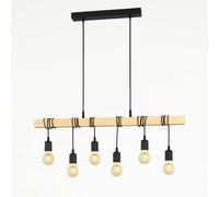 Lampe à suspendre LED Lampe de table en bois Lampe à suspendre réglable en hauteur Lampe de salon 6 flammes, 6x 4W 6x 320lm blanc chaud, LxH 100 x 191,5 cm