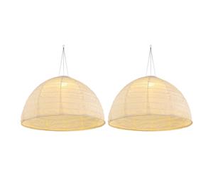 Lampe à suspendre LED Lampe solaire Lampe de jardin Suspension blanche Lampe de terrasse, tissu de lin, blanc chaud, DxH 40 x 30 cm, 2 pièces