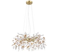 Lampe à suspendre Lustre Lustre Lampe de table à manger Verre Feuilles Cristaux, métal, 8x G9 douilles, DxH 61x120 cm