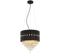 Lampe à suspendre Lustre noir Lampe à suspendre cristal Lampe de table à manger Lampe de salon, cristaux K5, métal, 3x E27, DxH 40x150 cm