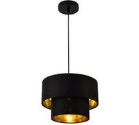 lux.pro Lampe à Suspendre Moderne Suspension Design Douille E27 60W en Métal et Textile Diamètre 30 cm Noir Doré