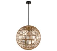 Lampe à suspendre Plafonnier Salle à manger Suspension en bambou tressé en forme de boule, bambou naturel, 1x E27, DxH 40x155 cm