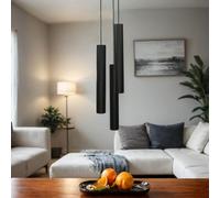 Lampe à suspendre Salle à manger Moderne Lampe à suspendre noire GU10 3 flammes L:20 cm accentuée Lampe de table à manger Lampe Salon Moderne