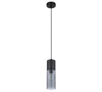 Lampe à suspendre Suspension à 1 flamme Verre fumé Lampe de table à manger noire, métal, 1x douille E27, DxH 10x152,5 cm