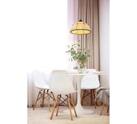 Lampe à suspendre Textile beige Lampe à suspendre Coutures décoratives en corde de chanvre Lampe de salle à manger noire, métal, douille E27, DxH 30x120 cm