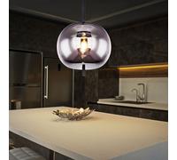 Lampe à suspendre verre fumé Lampe à suspendre métal noir Lampe de salle à manger verre fumé, douille E27 : DxH 30 x 120 cm