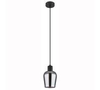 Lampe à suspendre verre fumé Lampe de salle à manger noire Suspension salon, métal, douille E27, DxH 13,5x150 cm