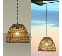 GUANSHAN Lampe à suspension à énergie solaire jonc de mer tissage lampe à suspension de jardin solaire plafonnier solaire extérieur suspension lustre extérieur pour cour, jardin