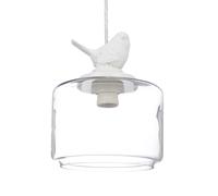Lampe à suspension abat-jour en verre avec oiseau lumière chaude réglable
