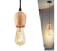 lampe à suspension bois métal Suspension Luminaire Rétro E27 Plafonnier géométrie Pendentif E27 Éclairage de Plafond hauteur réglable pour Chambre Salle à manger couloir Salon Restaurant