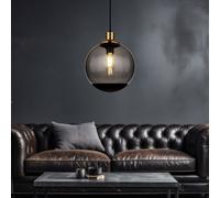 Lampe à Suspension Boule de Verre Couleurs Fumées Laiton E27 H 120cm