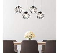 Lampe à suspension câble textile noir ambre cristaux K9 noir mat